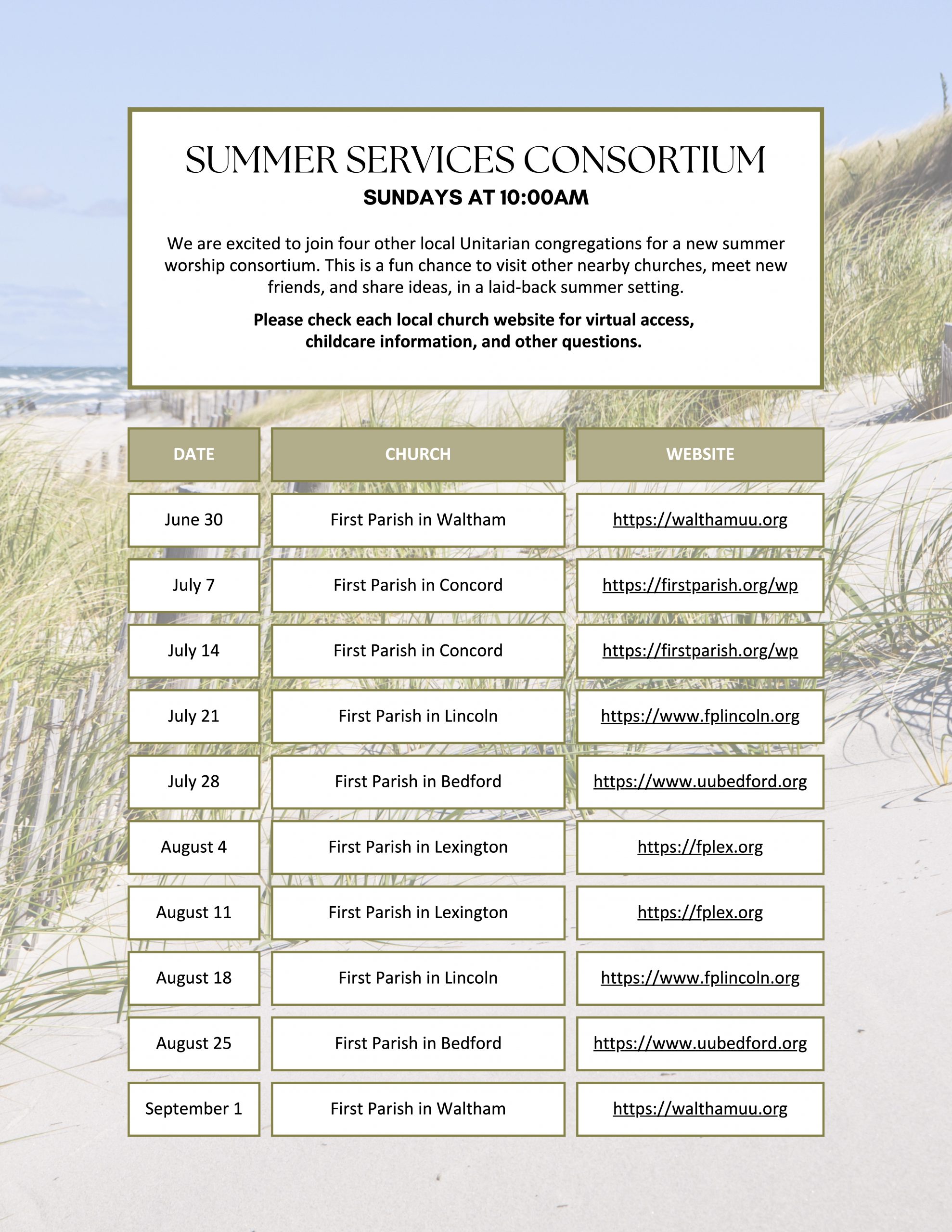 Summer Services Consortium 2024 Schedule